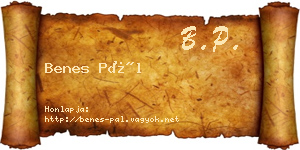 Benes Pál névjegykártya